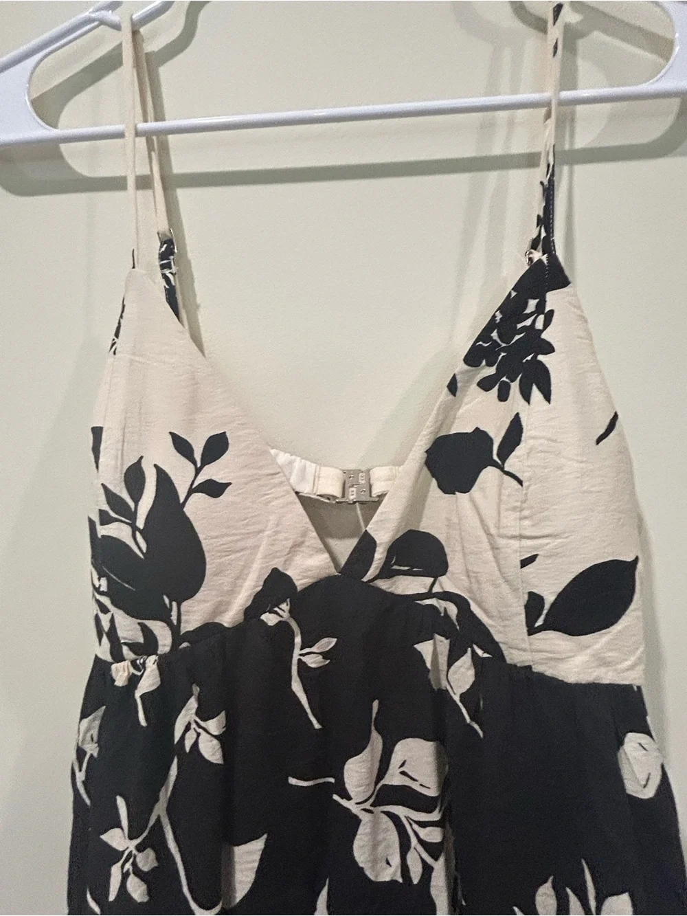 Floral V-Neck Maxi Dress in Black and Cream